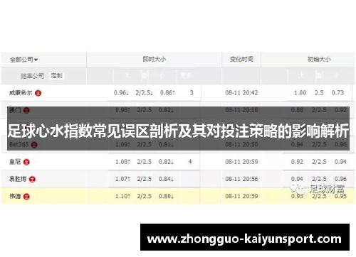 足球心水指数常见误区剖析及其对投注策略的影响解析 足球心水指数常见误区剖析及其对投注策略的影响解析